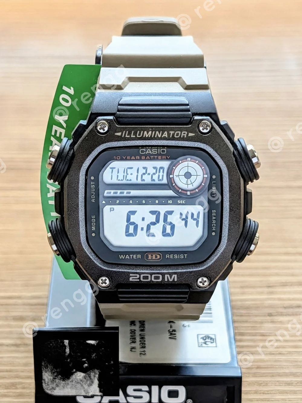 Casio Illuminator Digital Watch - Black Case with Tan Strap